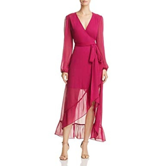 Wayf Dresses & Skirts - WAYF Only You Long Sleeve Wrap Midi Dress XS Pink
